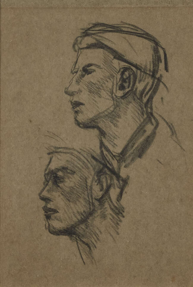 
	
		Sir George Clausen RA,
		British 1852-1944-
		 
		Two heads;
		 
		charcoal on...