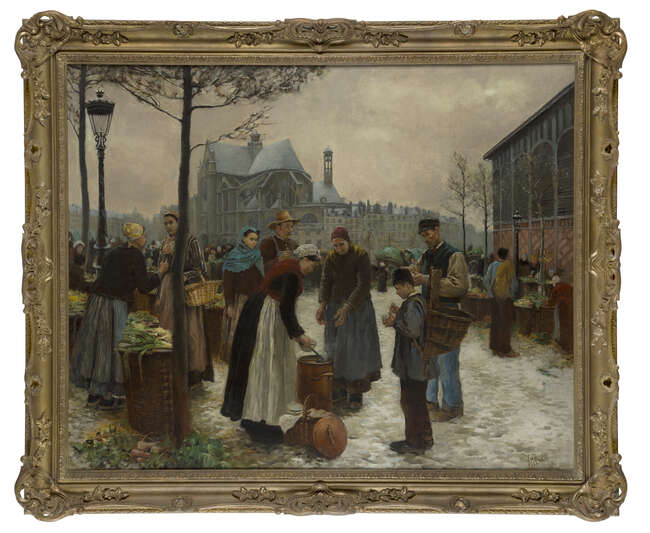 
	
		William Henry Bartlett, 
		Irish 1858-1932- 
		Hot Soup by the Church of...