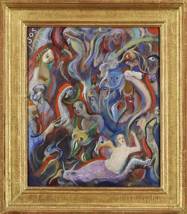 
	
		Alfred Buchta, 
		Austrian 1880-1952 - 
		SOS Phantasie; 
		oil on board, with artist...