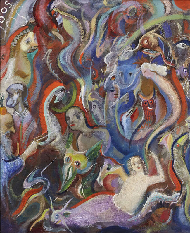 
	
		Alfred Buchta, 
		Austrian 1880-1952 - 
		SOS Phantasie; 
		oil on board, with artist...