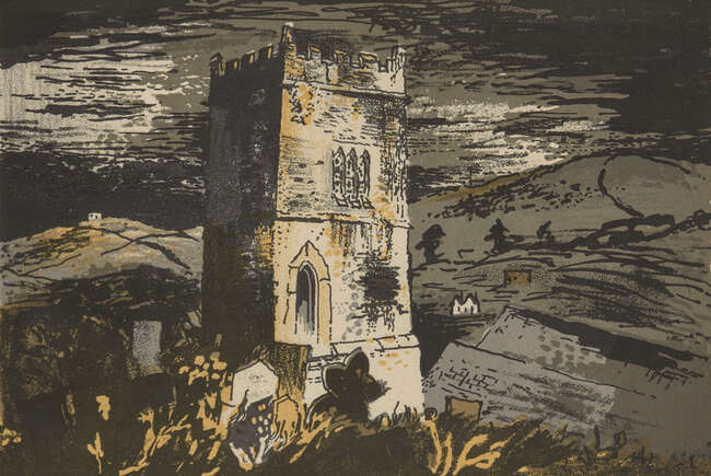 
	
		John Piper CH, British 1903-1992- Talland Church, Cornwall, 1944; lithograph in colours,...