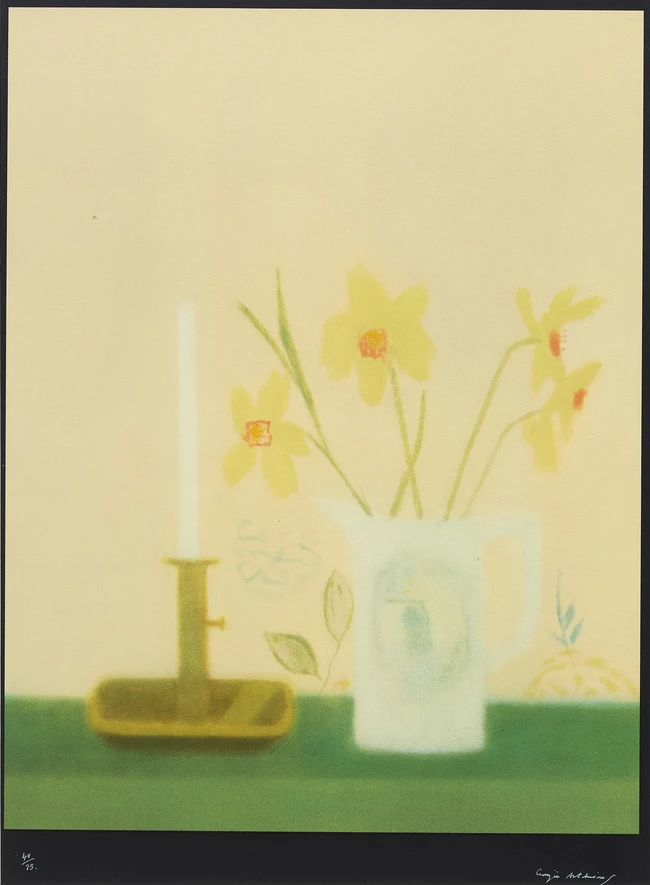Craigie Aitchison CBE RSA RA, British 1926-2009, Daffodils and Candlestick, 1998; screenprint in...