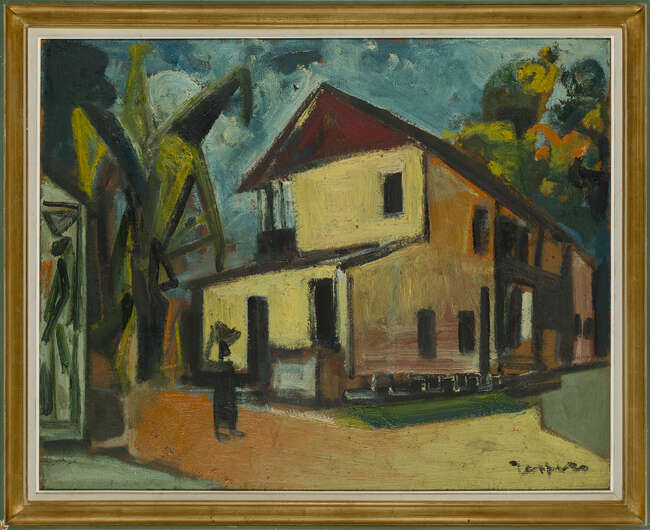 Floris Jespers, 
Belgian 1889-1965- 
 
Maison dans un village africain; 
oil on board, signed...