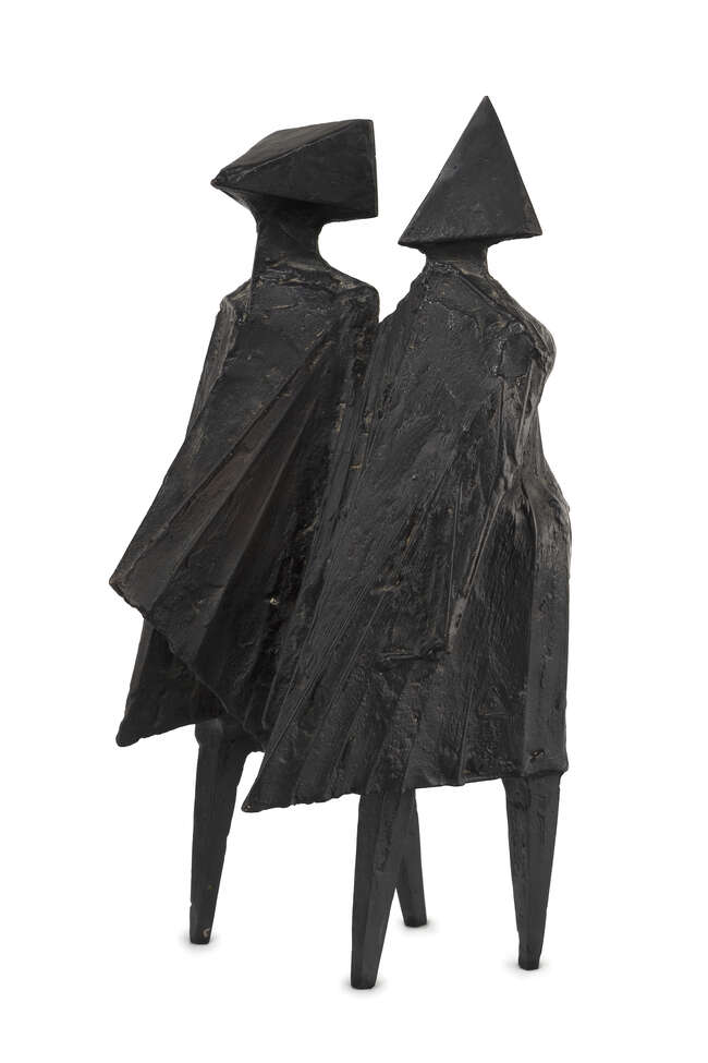 
	
		Lynn Chadwick RA, 
		British, 1914-2003 - 
		 
		Maquette VII Walking Couple, 1976;...