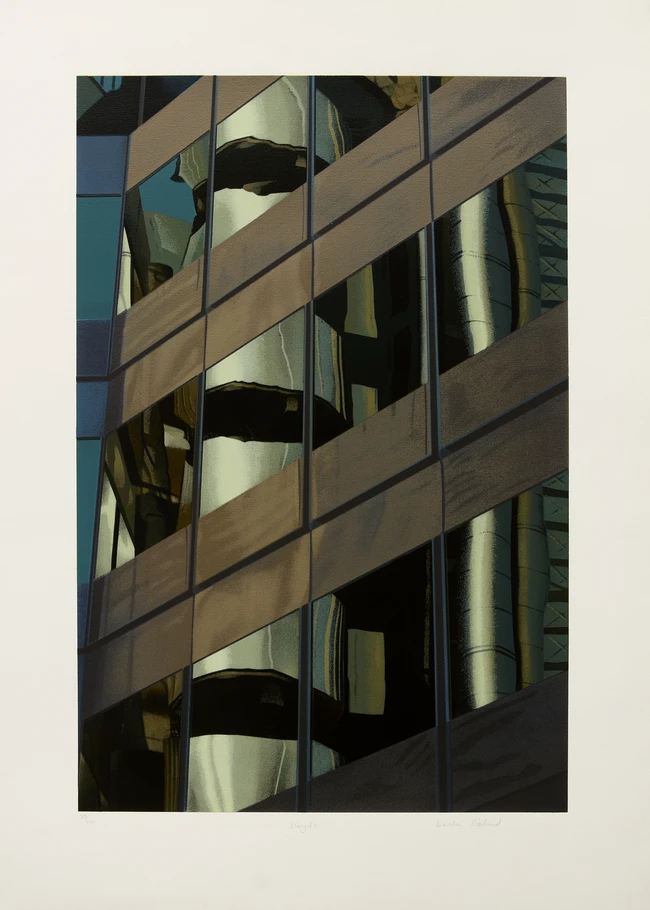 Brendan Neiland, British b.1941- Autumn Landscape, 1982; Times Square, 1983; Lloyds, 1982; three...