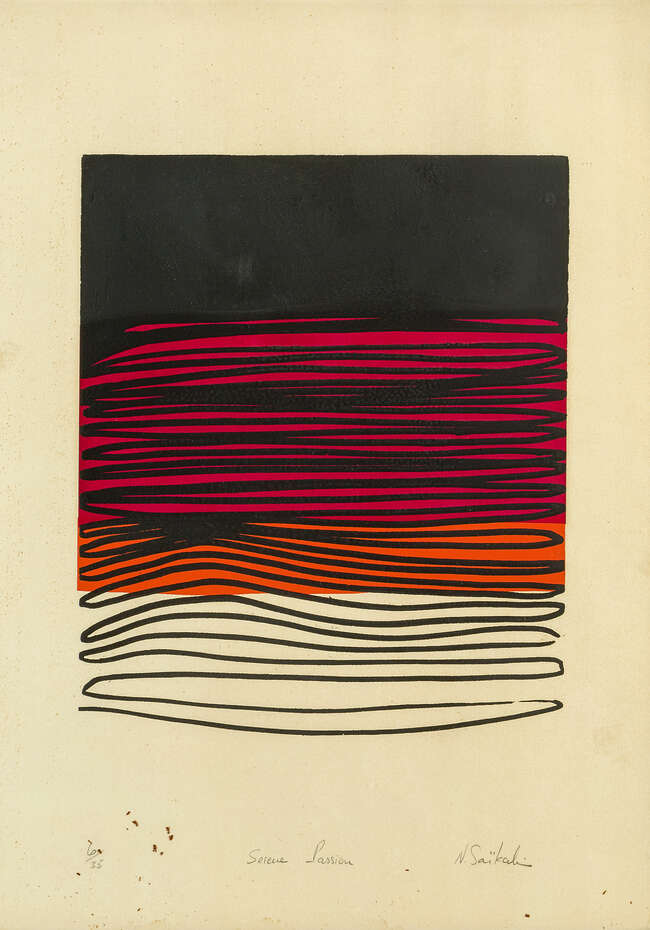 
	
		Nadia Saikali,
		French/Lebanese b.1936-
		 
		Serene Passion;
		 
		lithograph in...
