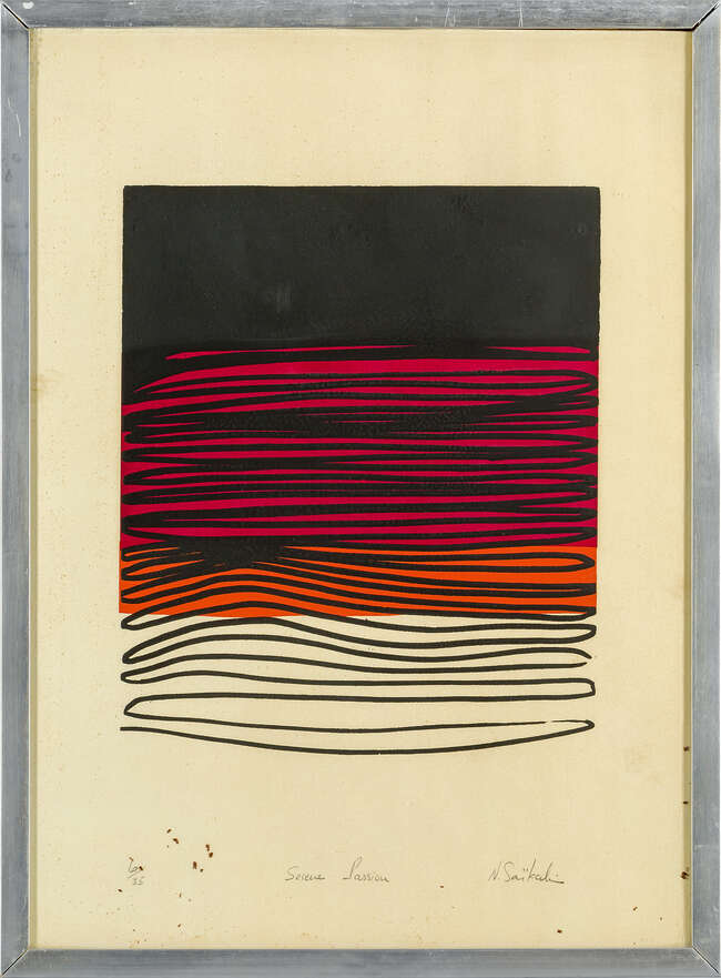 
	
		Nadia Saikali,
		French/Lebanese b.1936-
		 
		Serene Passion;
		 
		lithograph in...