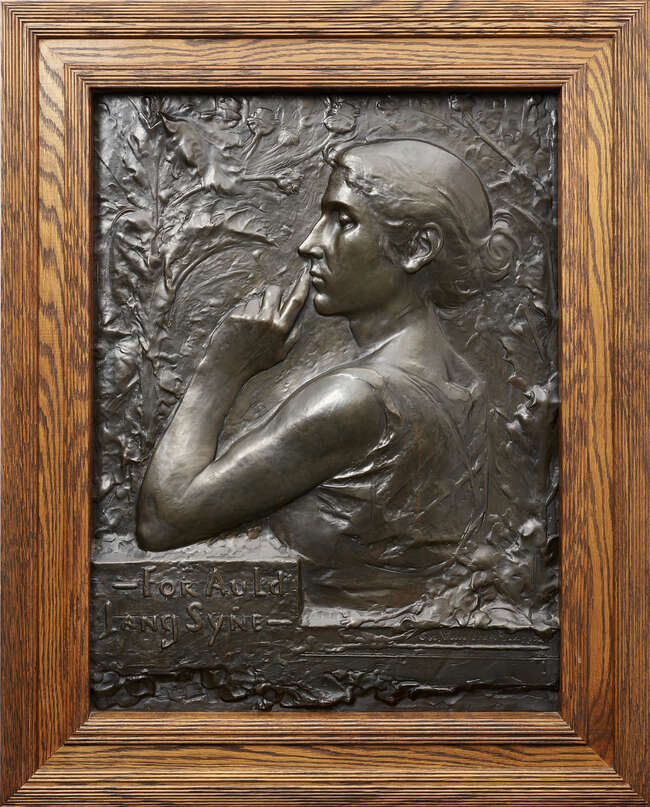 
	
		Charles Pierre Van Der Stappen (Belgian 1843-1910), a patinated bronze relief panel...