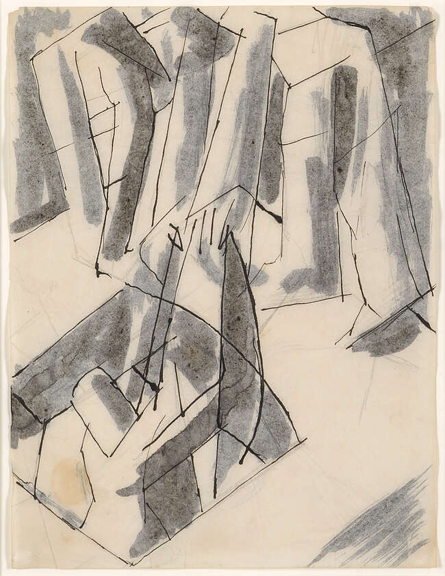 
	
		David Bomberg, 
		British 1890-1957- 
		Ghetto Theatre, 1919; 
		ink and wash, 26.5 x...