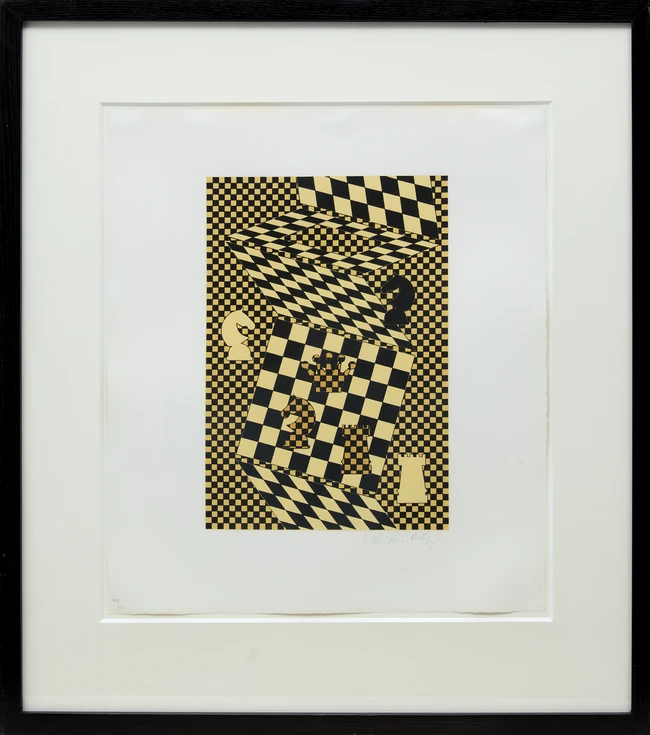 Victor Vasarely, Hungarian/French 1906-1997, L'Echiquier, Plate 2 from Descartes: Discourse de...