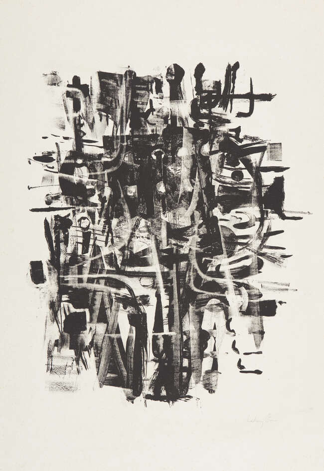 
	
		Bryan Wynter,
		British 1915-1975-
		 
		Untitled,
		 
		monotype on wove, signed...