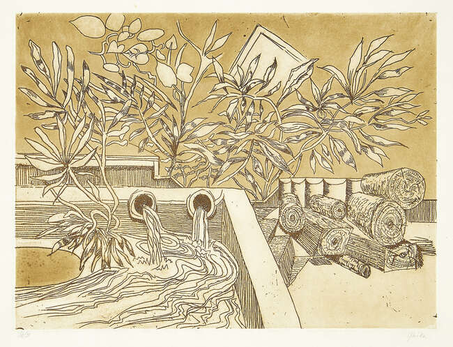 
	
		Nikos Hadjikyriakos-Ghikas, 
		Greek 1906-1994-
		 
		Cistern, 1975;
		 
		etching in...
