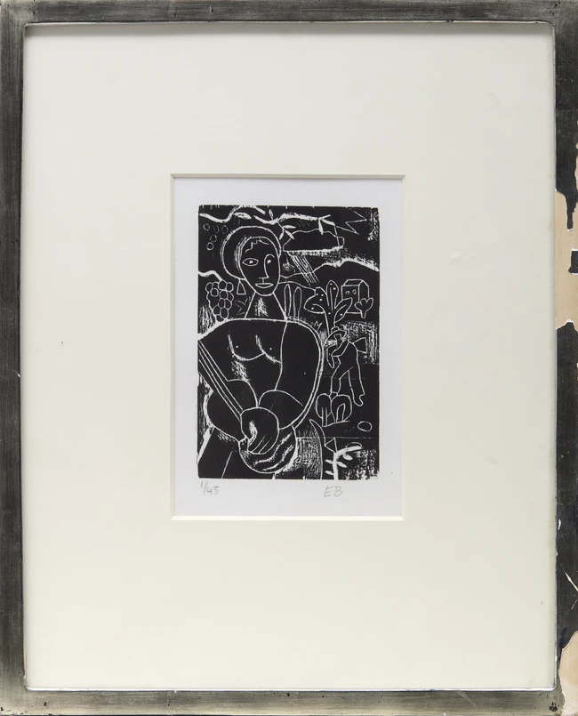 Edward Burra CBE, British 1905-1976, The Guitar Player, 1928-29; woocut on paper, signed with...
