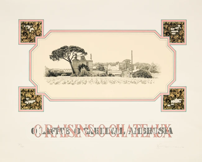 Tom Phillips, British, 1937-2022, O Raisins O Chateaux; four lithographs in colours, all...