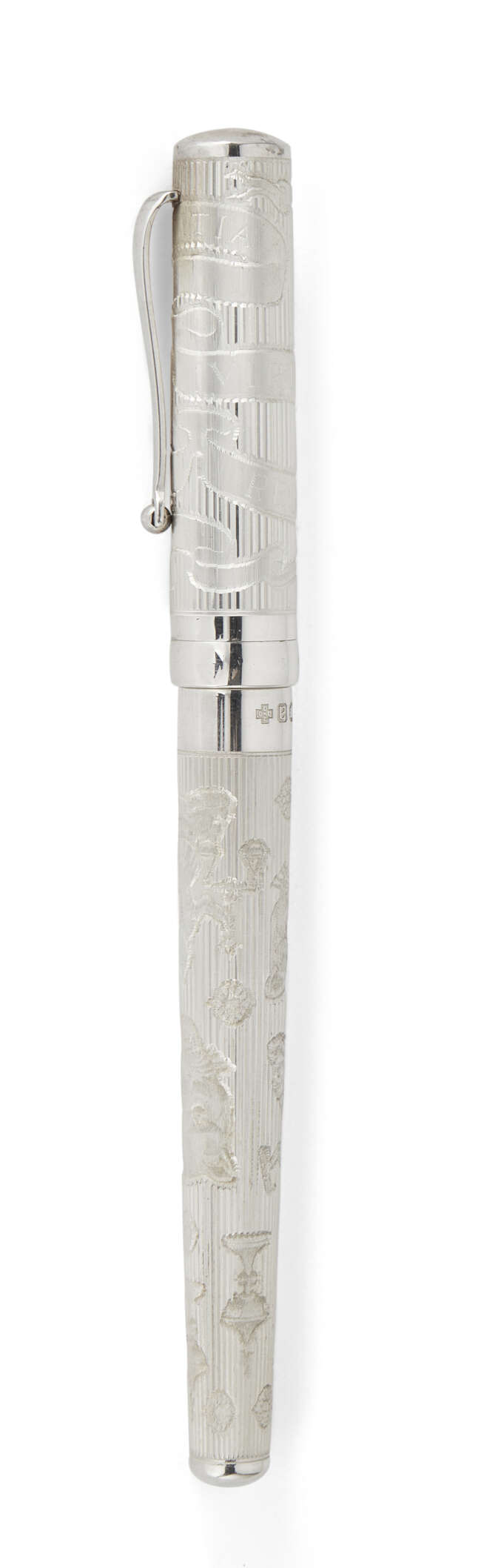 
	
		A presentation silver fountain pen by Anthony Gordon Elson, London, 2000, in fitted case,...