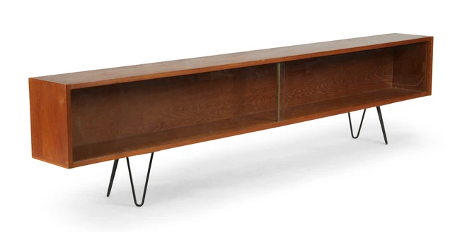 Mid century 
Low cabinet, circa 1960s and later adapted Teak, glass, with later lacquered...