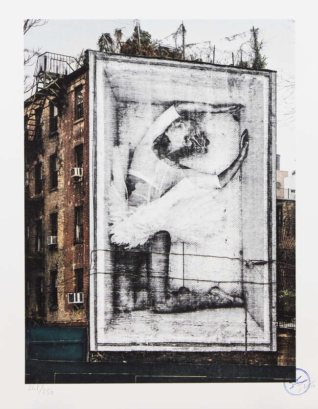 JR,
French b.1983-
 
Ballet, Ballerina in Crate, East Village, New York City, 2015, 2019;
 
