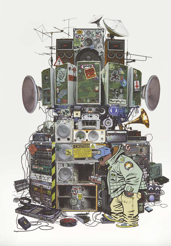 
	
		Jamie Hewlett,
		British b.1968-
		 
		Gorillaz Demon Days Live Programme,...
