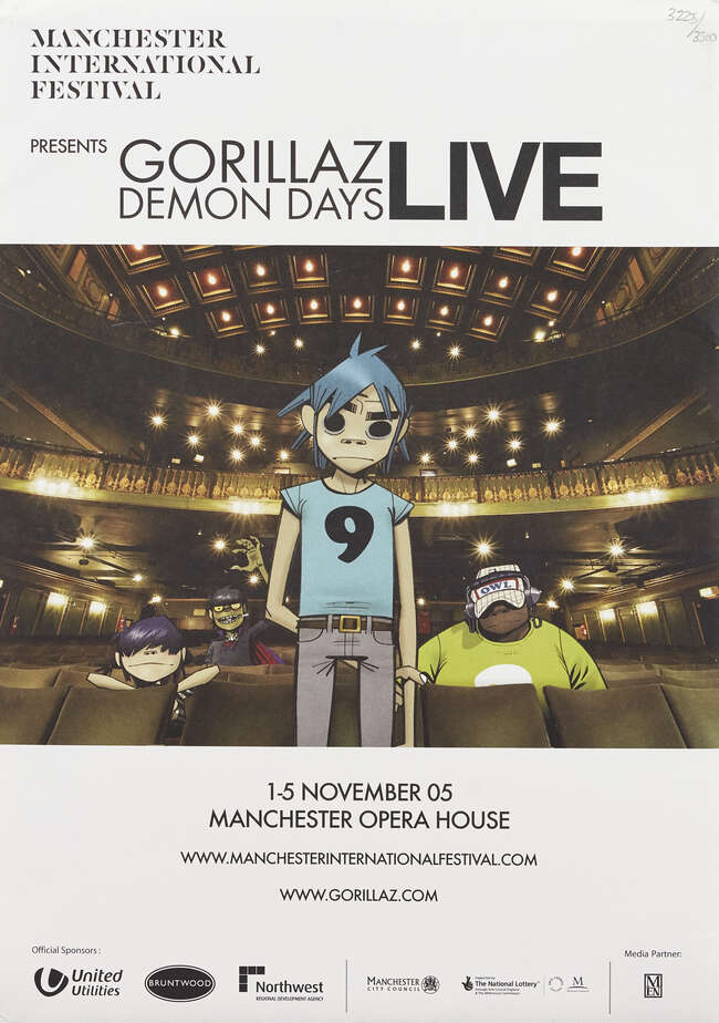 
	
		Jamie Hewlett,
		British b.1968-
		 
		Gorillaz Demon Days Live Programme,...