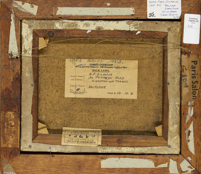 
	
		George Fisher Gilmour, 
		British 1908-1984-
		 
		Nocturne street scene; 
		 
		