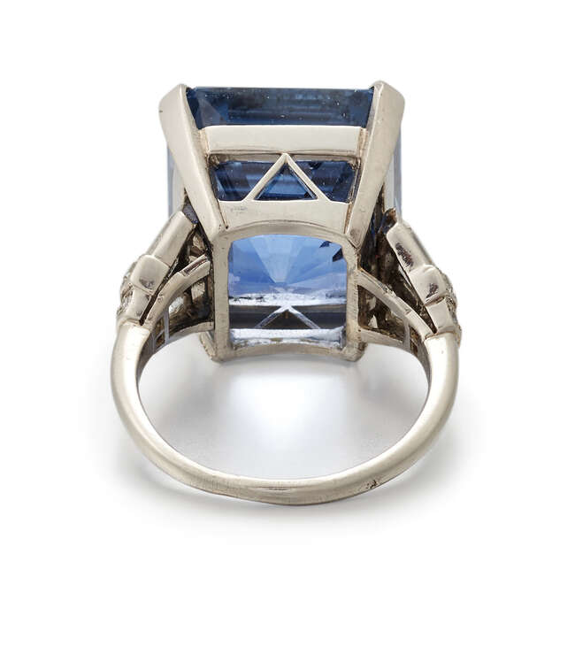 
	
		Lacloche Freres, a rectangular-cut sapphire single stone  ring, by Lachloche Freres, the...