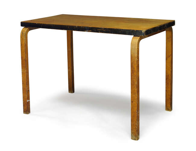 
	
		Alvar Aalto (1898-1976), a birch side table, retailed by Bowman Brothers, London     ...
