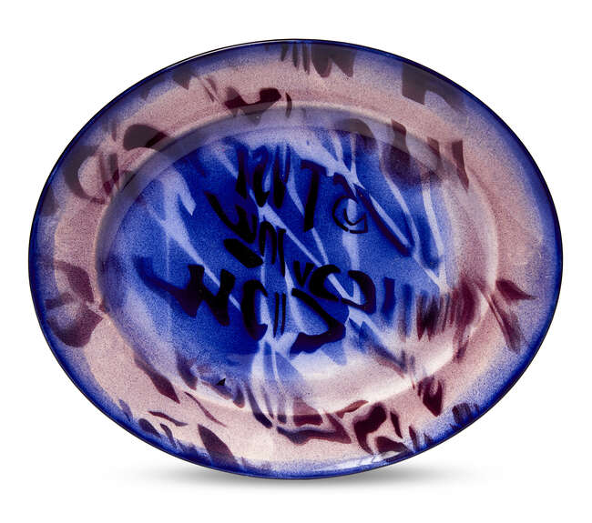 
	
		Brendan Neiland, 
		British b.1941- 
		 
		Untitled platter; 
		 
		unique...