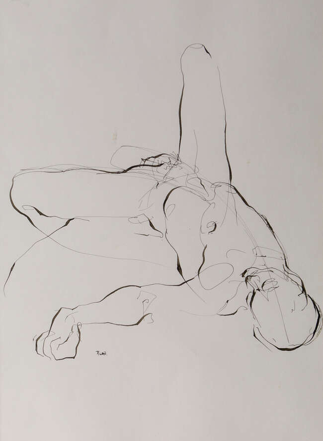 
	
		Peter Leighton,
		British 20th century-
		 
		Figure Study;
		 
		pen and ink,...