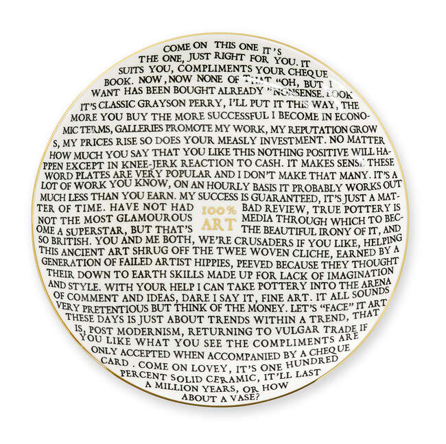 
	
		Grayson Perry CBE RA, 
		British b.1960- 
		 
		100% Art Plate, 2020; 
		 
		fine...