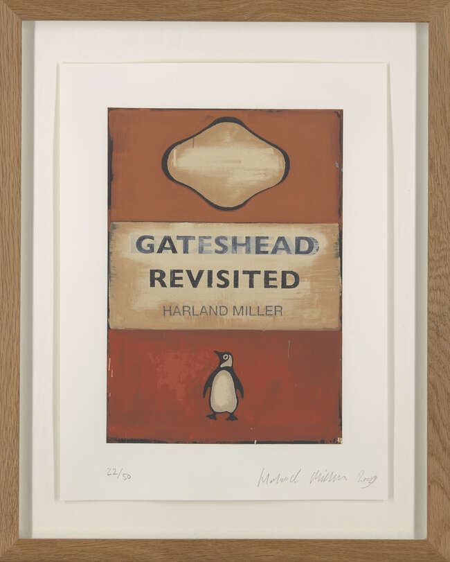 
	
		Harland Miller, 
		British b.1964- 
		 
		Gateshead Revisited, 2009;
		 
		screenprint...
