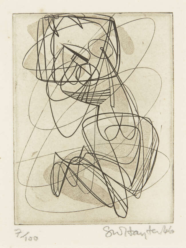 
	
		Stanley William Hayter CBE,
		British 1901-1988;
		 
		New Year&#39;s Greeting Card [Black &...