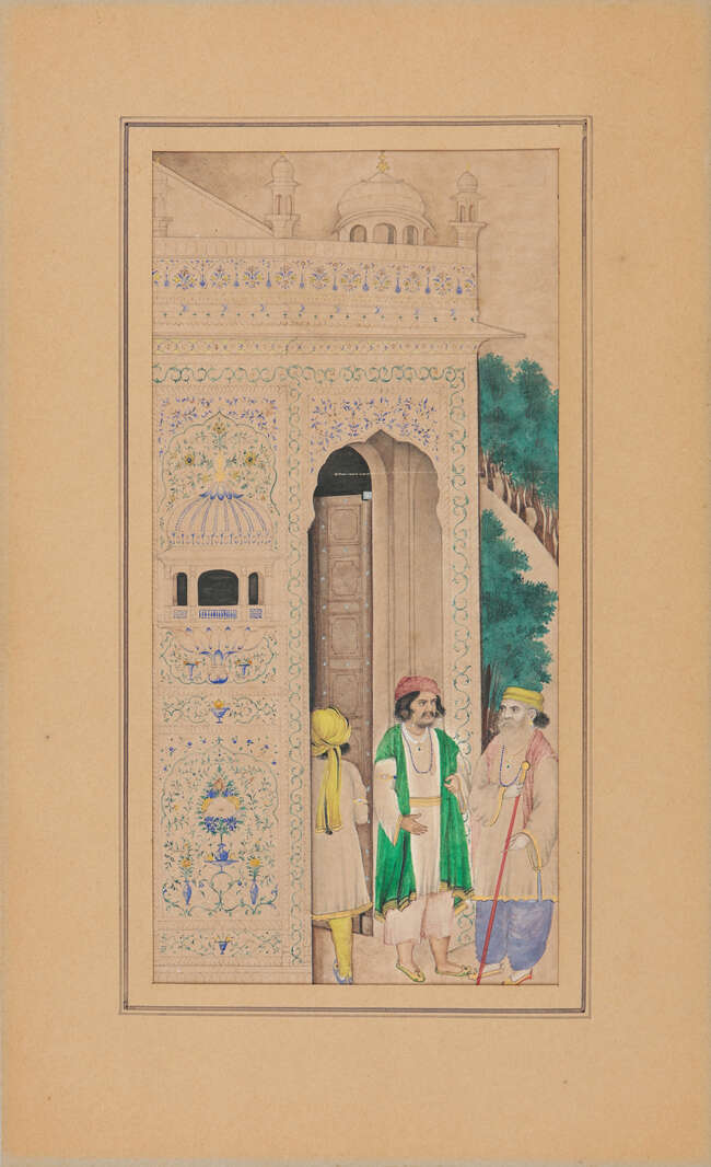 Bishan Singh (1836-1900) attributed, Worshippers at a shrine, probably Amritsar, North India,...
