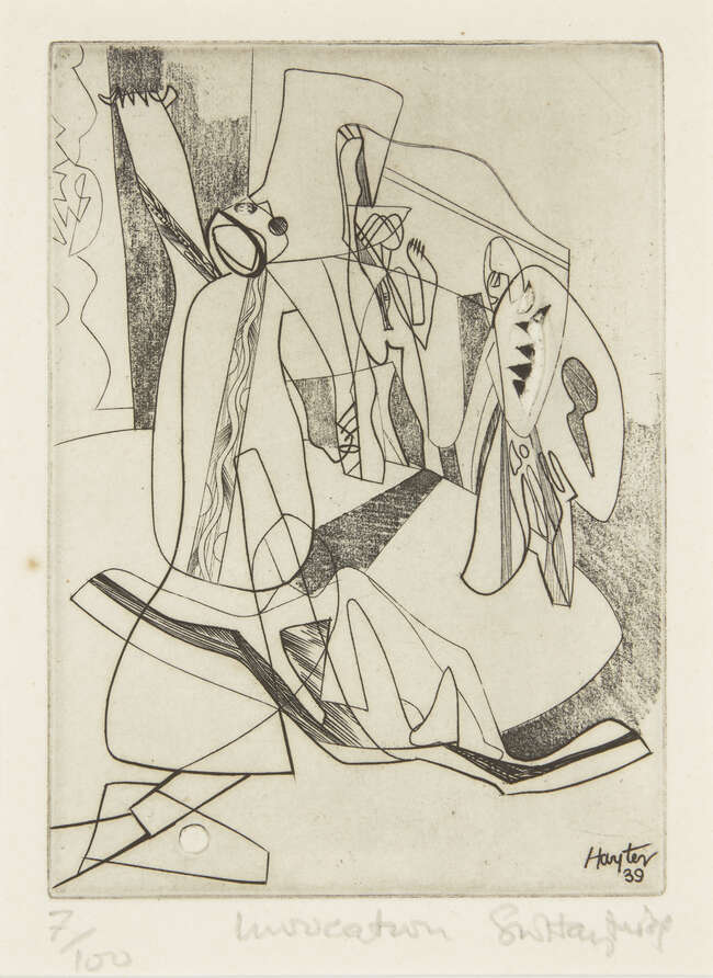 
	
		Stanley William Hayter CBE, 
		British 1901-1988- 
		 
		Invocation [Black & Moorhead...