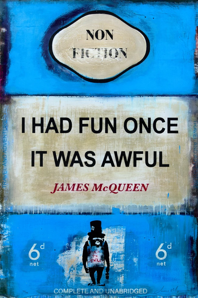 James McQueen, British b.1977- I Had Fun Once It Was Awful, 2022; mixed media on heavy wove...