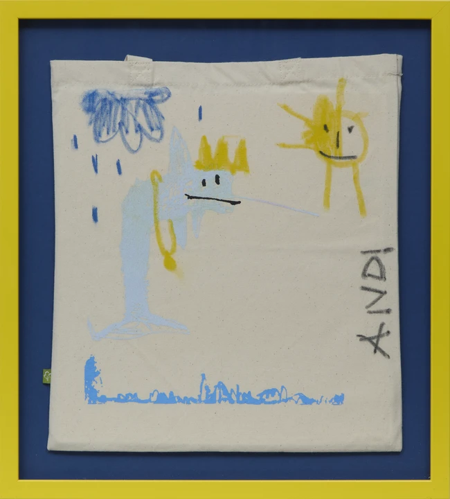 Andi Fischer, German b.1987- Tow Tote Bags, 2021; unique pen drawings with screen printed...