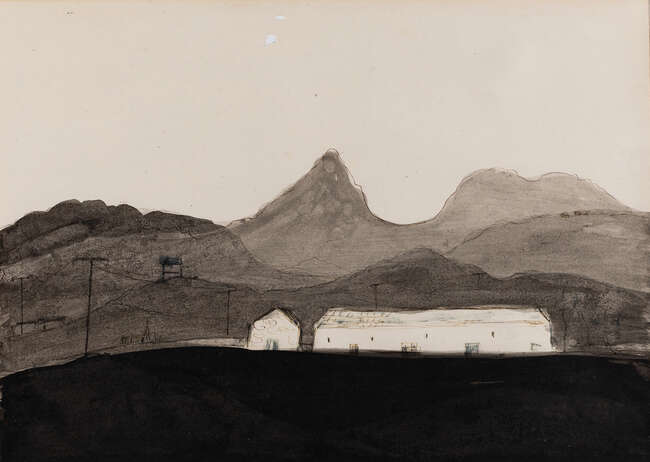 
	
		Fred Uhlman, 
		German/British 1901-1985 - 
		 
		Welsh Landscape no.1; 
		 
		ink...