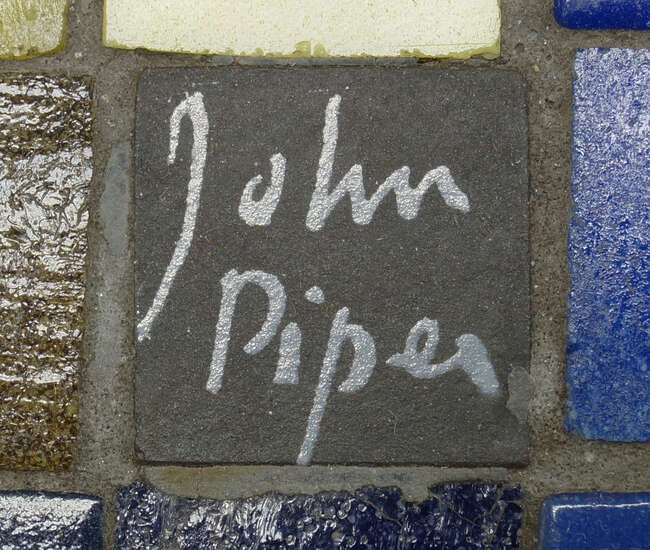 
	
		John Piper (1903-1992), a mosaic tiled coffee table   
		c.1950, one tile bearing...