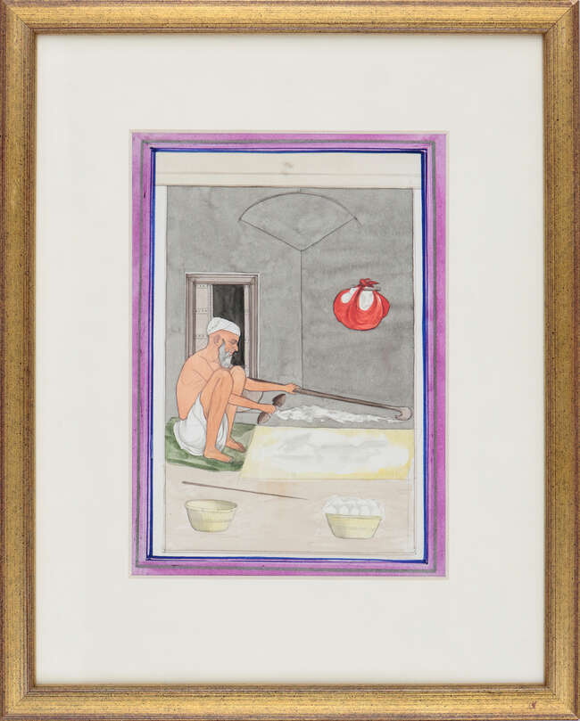 
	
		Kapur Singh of Amristar attributed, study of a glassblower, circa 1880, gouache on paper,...