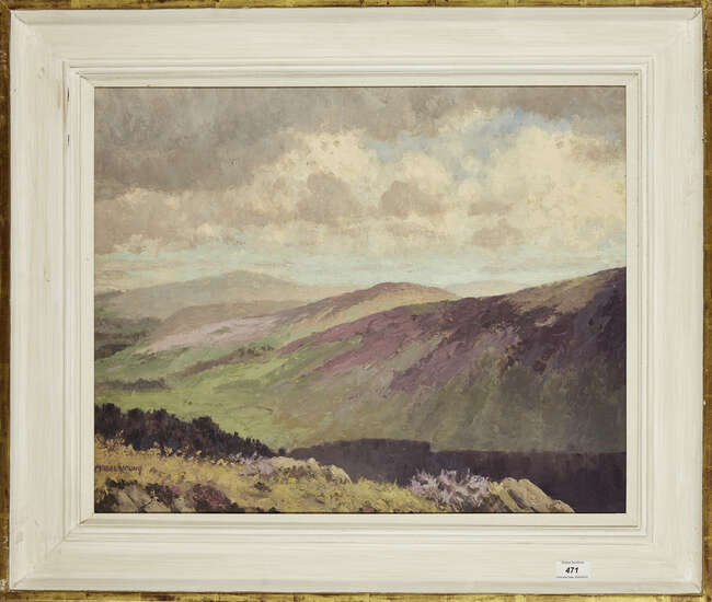 
	
		Mabel Young, 
		British 1889-1974 - 
		 
		Moorland; 
		 
		oil on board, signed...