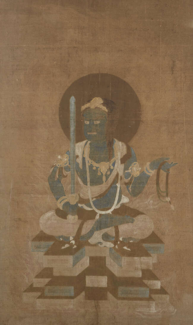 
	
		A Japanese painting of buddhist figure Acala, Edo period, ink and colour on silk, Acala...