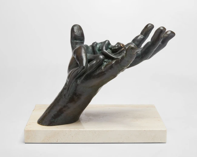 Lorenzo Quinn, Italian/American b.1966- Trust; bronze with a dark green/brown patina, 