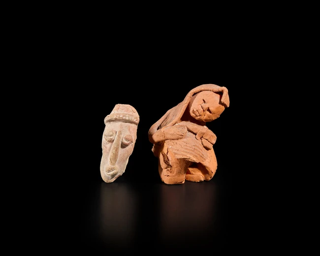 Somnath Hore (Indian 1921-2006),Two small clay sculptures: Woman and Face;
Unglazed clay
6.7cm high...