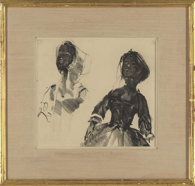 
	
		Mary Kessell, 
		British 1914-1977 - 
		 
		Two female studies; 
		 
		charcoal...
