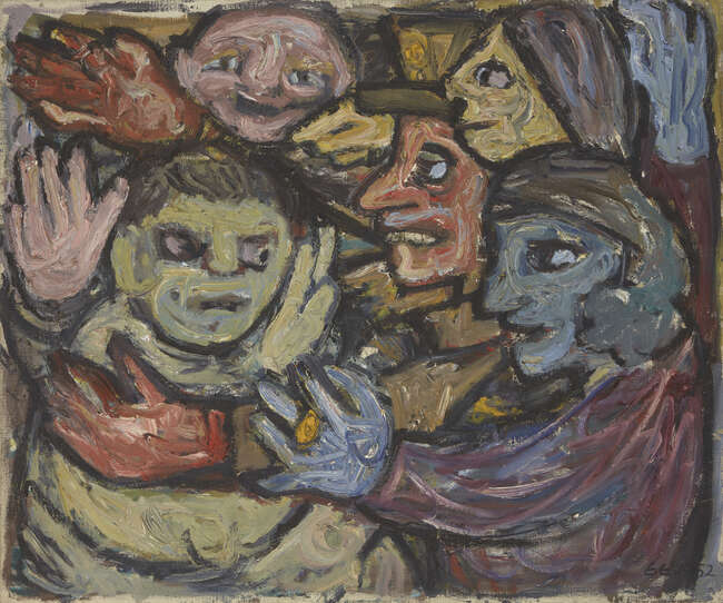 
	
		Ernst Eisenmayer, 
		Austrian/British 19202018 - 
		 
		Five Faces, 1952; 
		 
		oil...