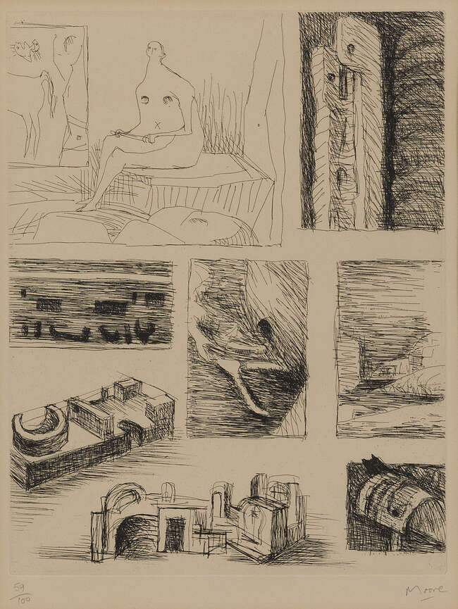 
	
		Henry Moore OM CH FBA,
		British 1898-1986-
		 
		Ideas for Sculpture [Cramer 103],...