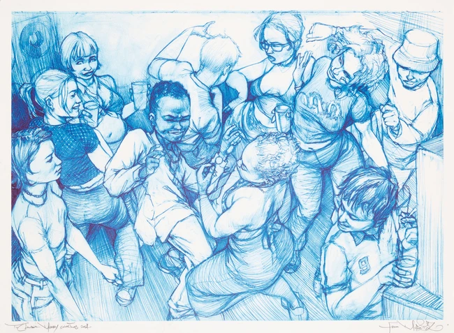 Mod Z, British 20th/21st Century
The dancefloor, 2004;
lithograph in colour on wove, signed in...
