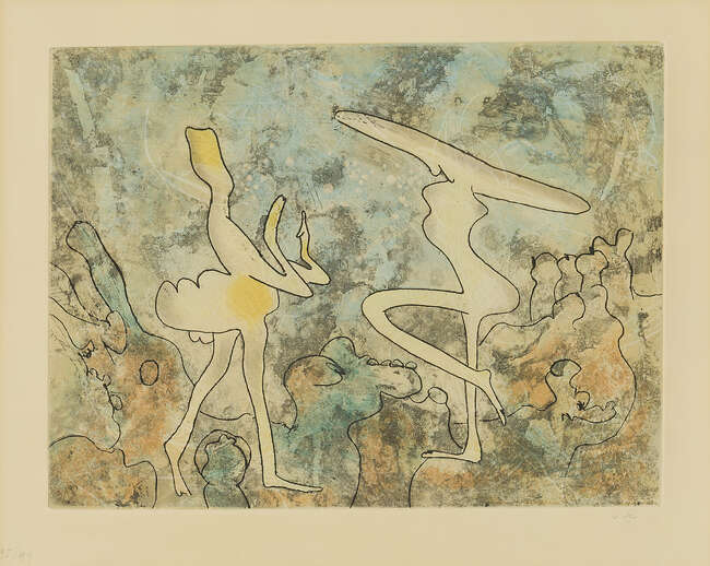 
	
		Roberto Matta,
		Chilean 1911-2002-
		 
		Viens Voir, 1969;
		 
		etching with...