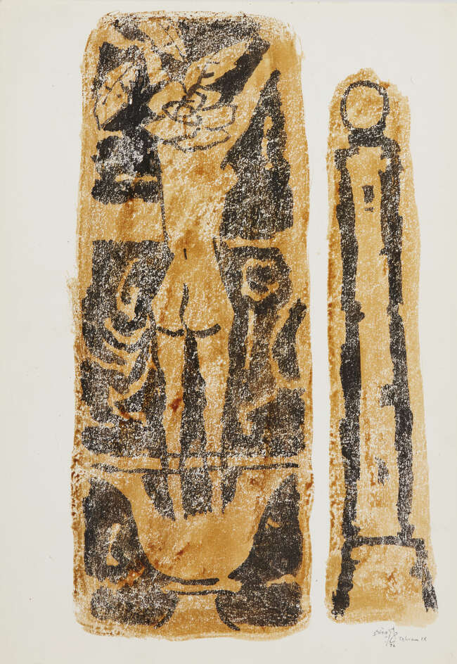 
	
		M.F. Husain (Indian, 1915-2011) Untitled, Nude ,1972, lithograph of an original work in...