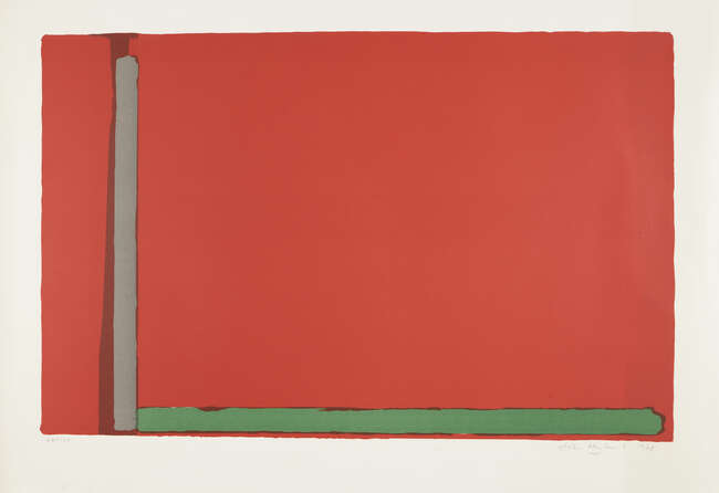 
	
		John Hoyland RA,
		British 1934-2011-
		 
		Large Swiss Red, 1968;
		 
		lithograph in...