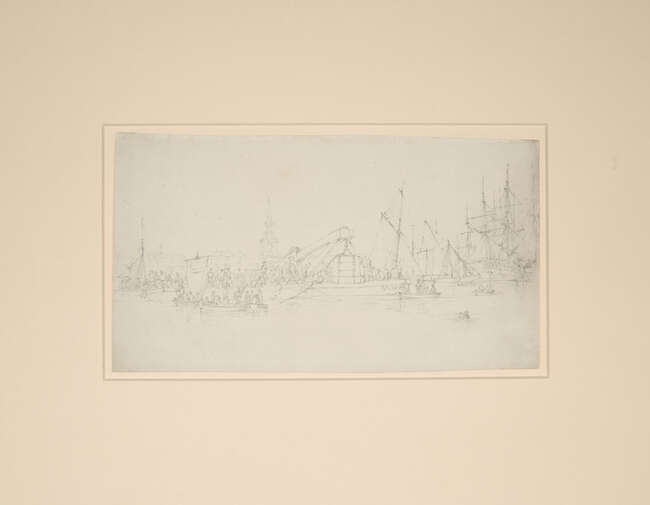 
	
		Edward William Cooke RA, 
		British 1811-1880- 
		 
		Stone Barge (London Bridge);...